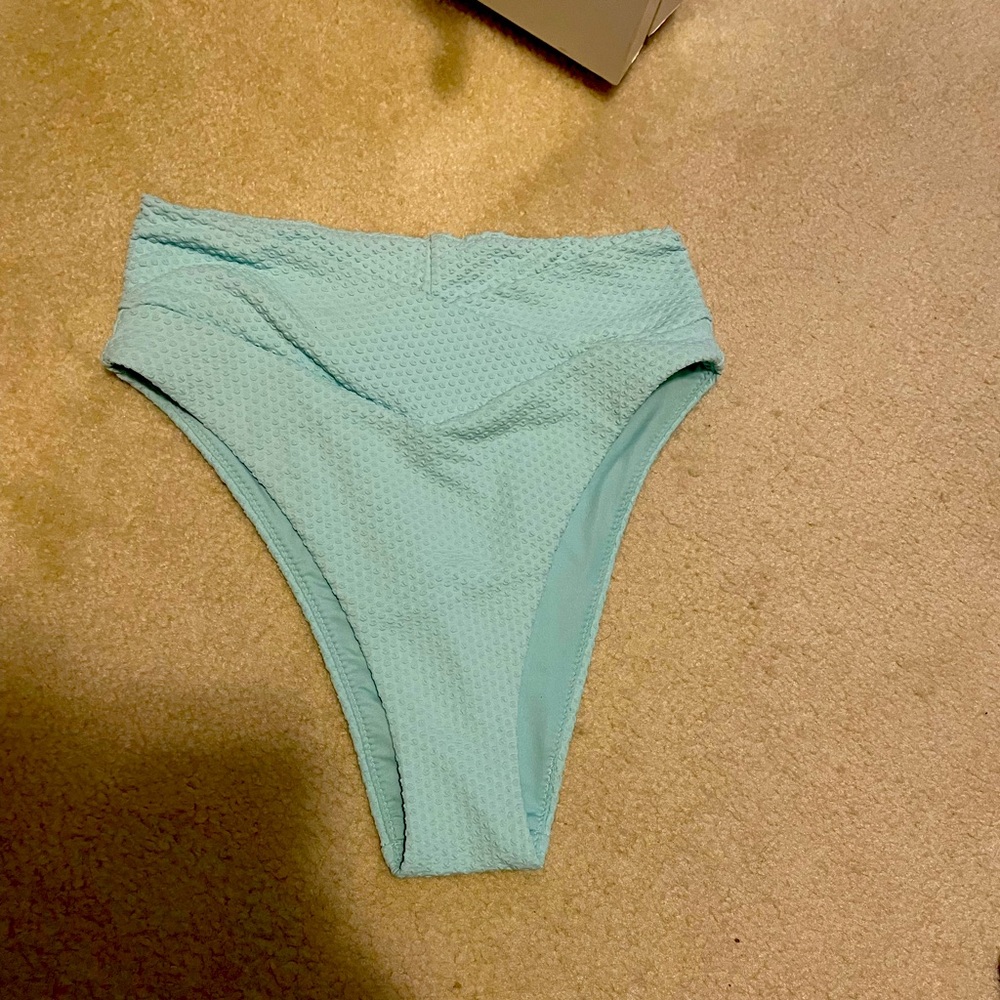Aerie high crossover waist bikini bottoms - tidal blue - size small